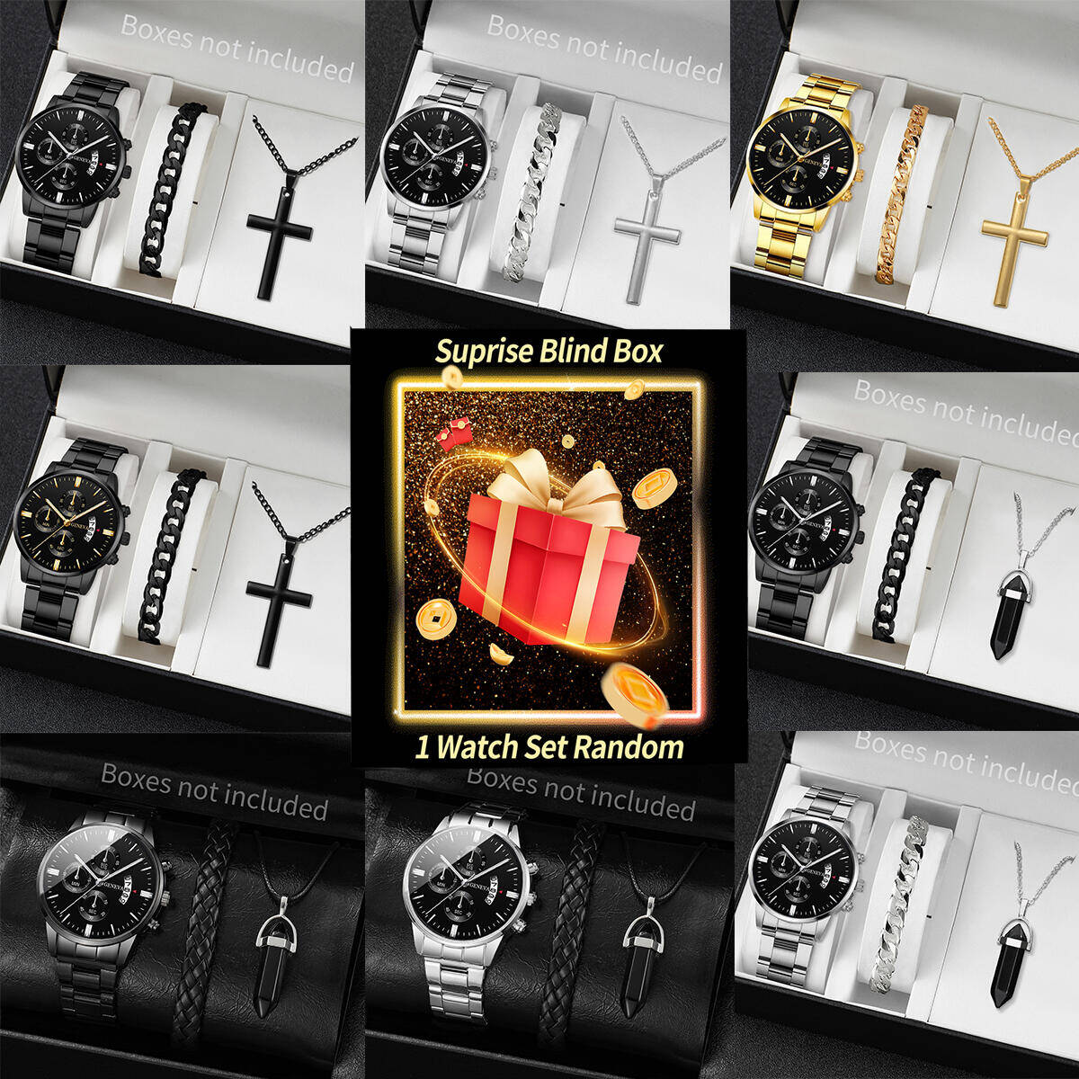 Mystery Box Blind Bag - Montre mystère Surprise boîte aveugle-3 pièces/ensemble